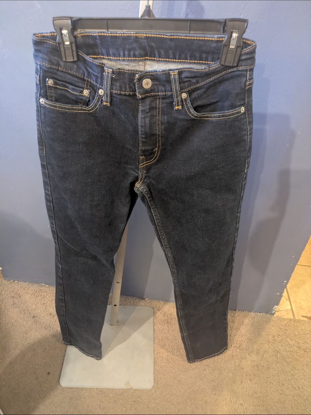 Men's 29w 30L Levi's 511 Denim Jeans Dark Blue Modern Slim Fit